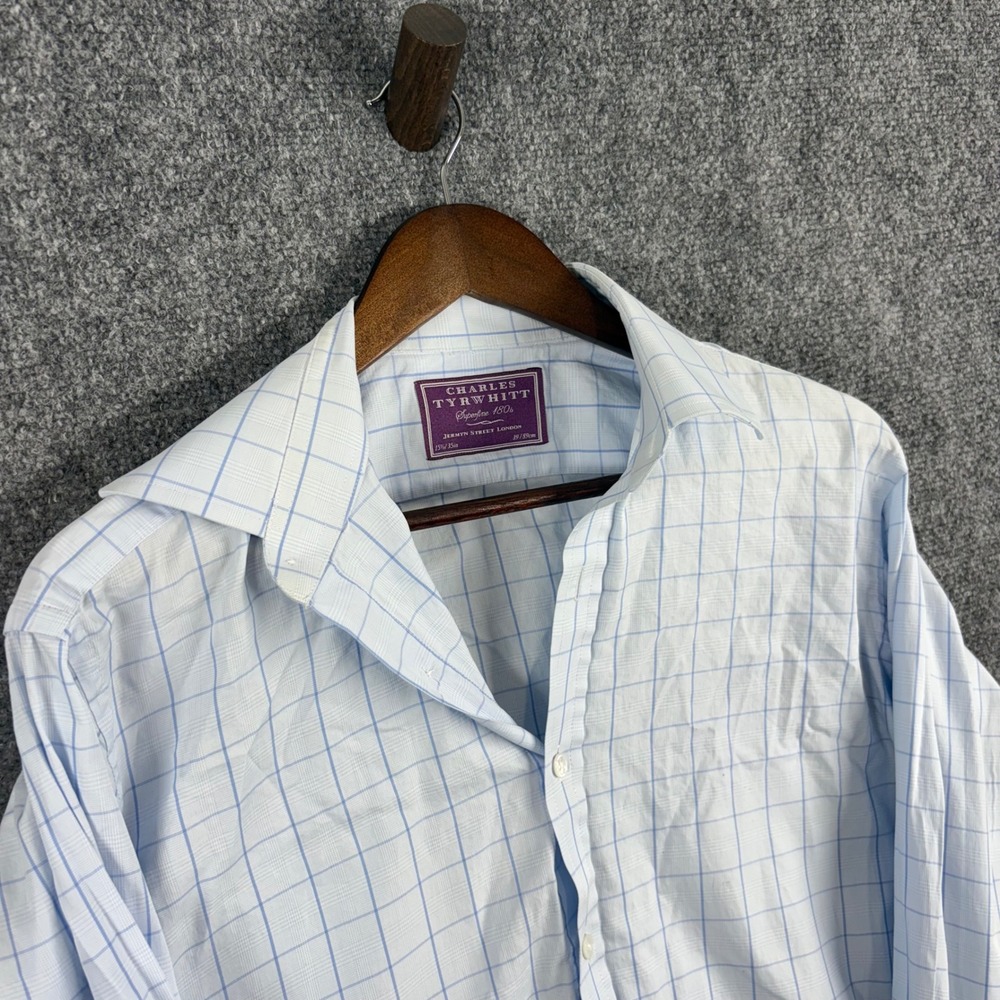 Charles Tyrwhitt‎ Superfine 180s Light Blue Check Dress Shirt 15.5/35